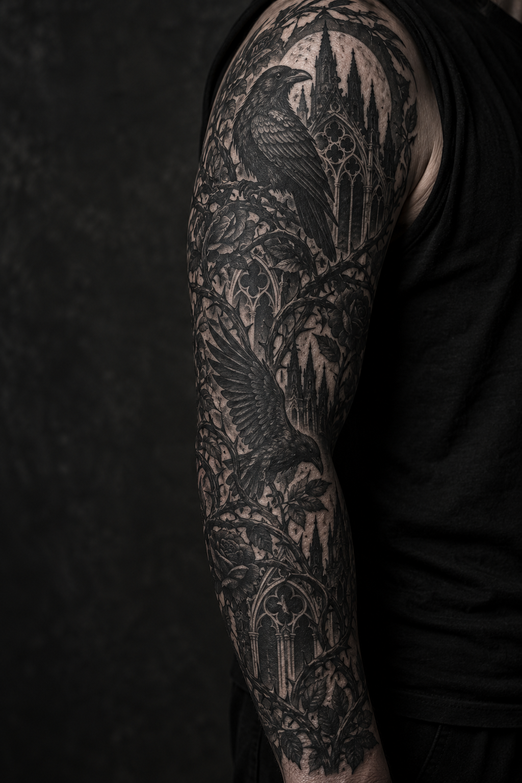 Gothic Sleeve Tattoo gothic tattoo idea