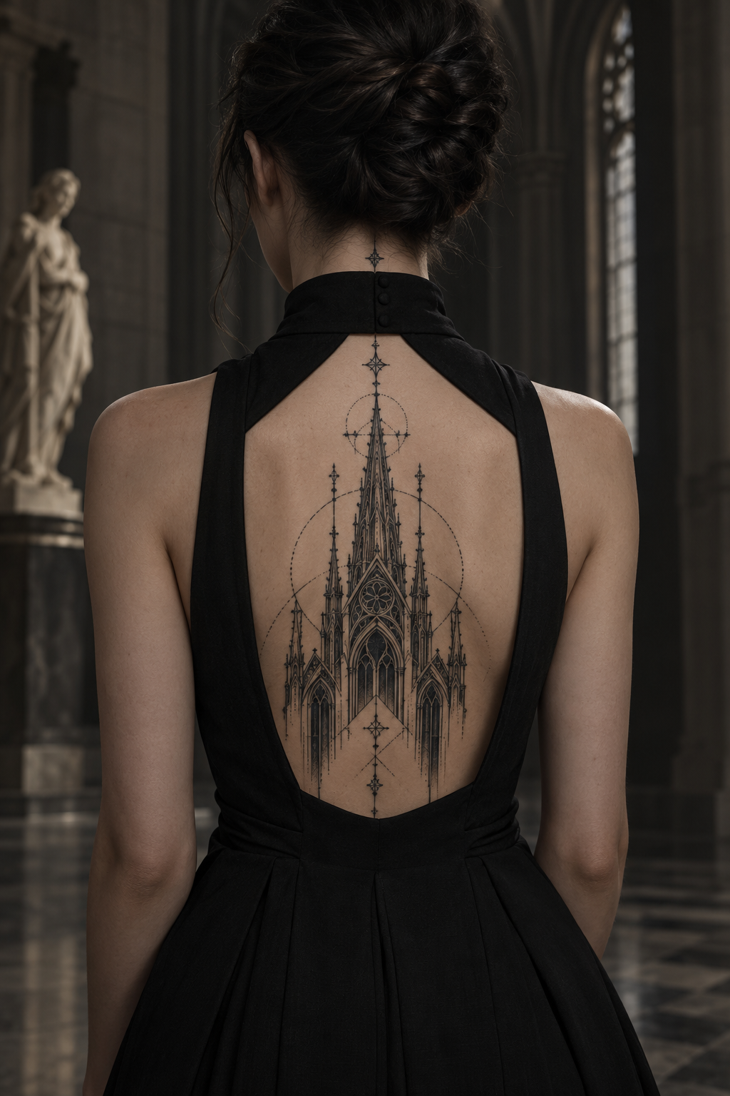 Spire Ink on the Back gothic tattoo idea