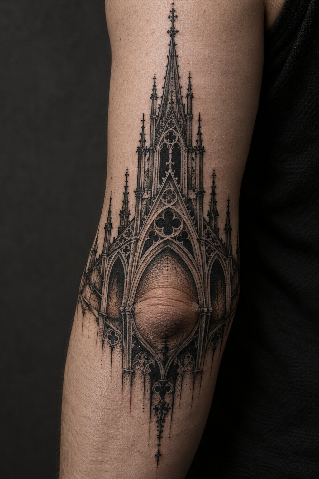 Gothic Elbow Spire Tattoo gothic tattoo idea