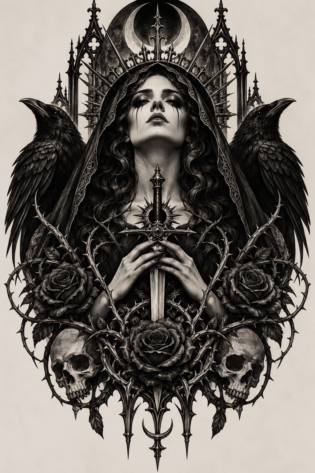 Stained-glass gothic panel gothic tattoo idea
