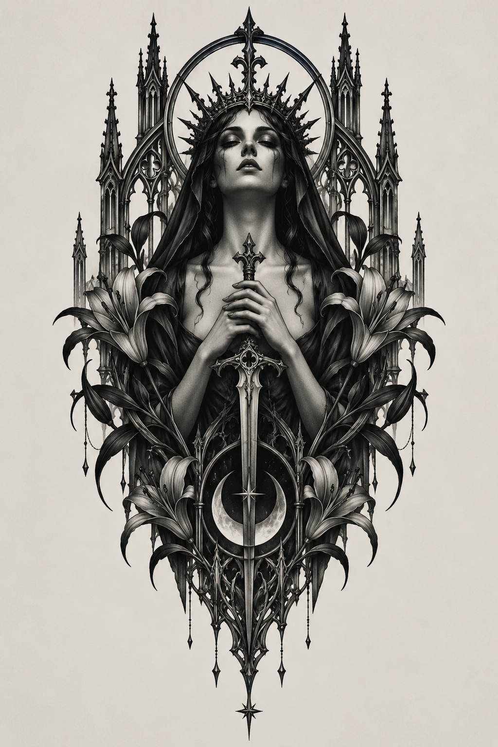 Romantic dark heart gothic tattoo idea