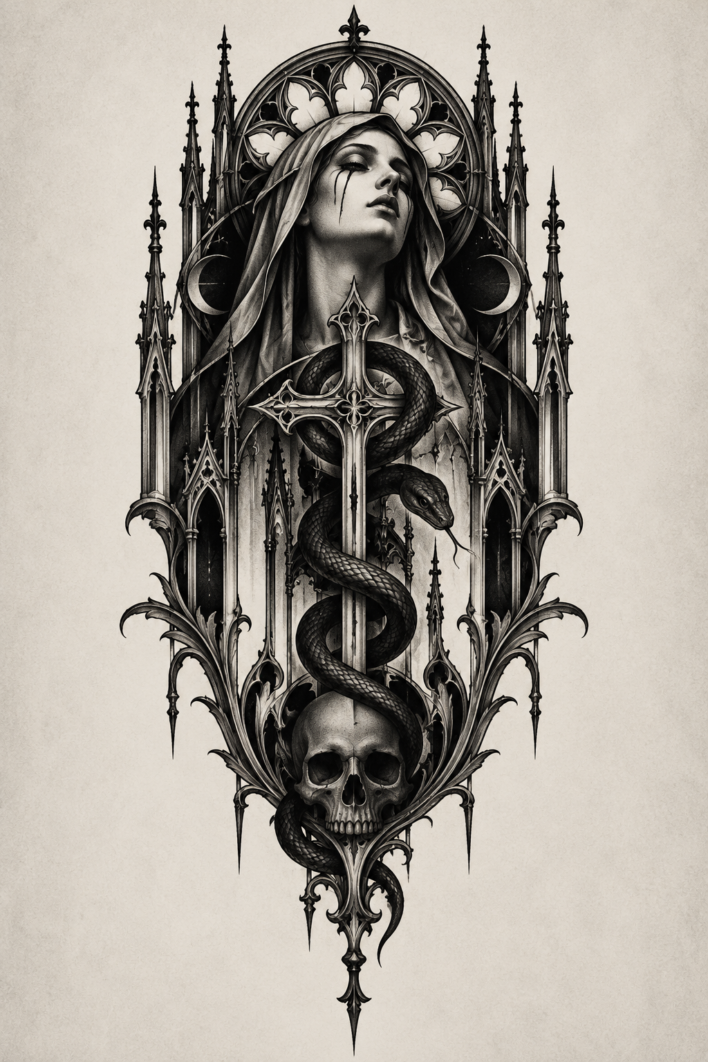 Witchy potion and herbs gothic tattoo idea