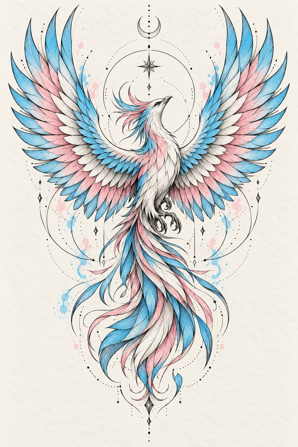 LGBT pride tattoo ideas: Trans pride phoenix tattoo