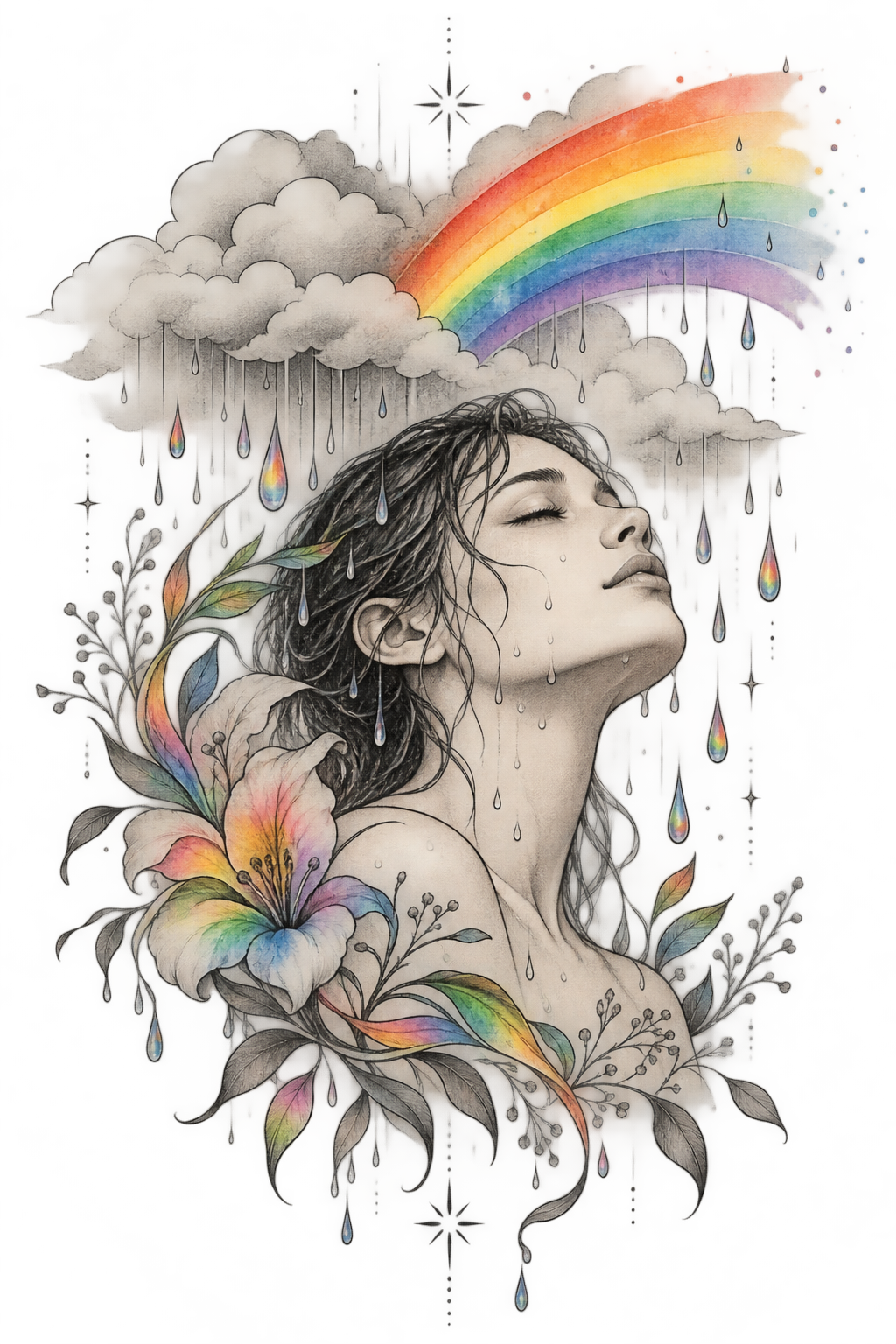 LGBT pride tattoo ideas: Pride symbol and rain