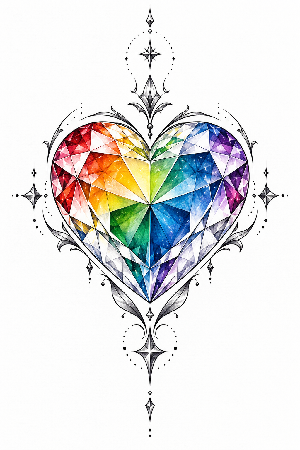 LGBT pride tattoo ideas: Heart diamond idea