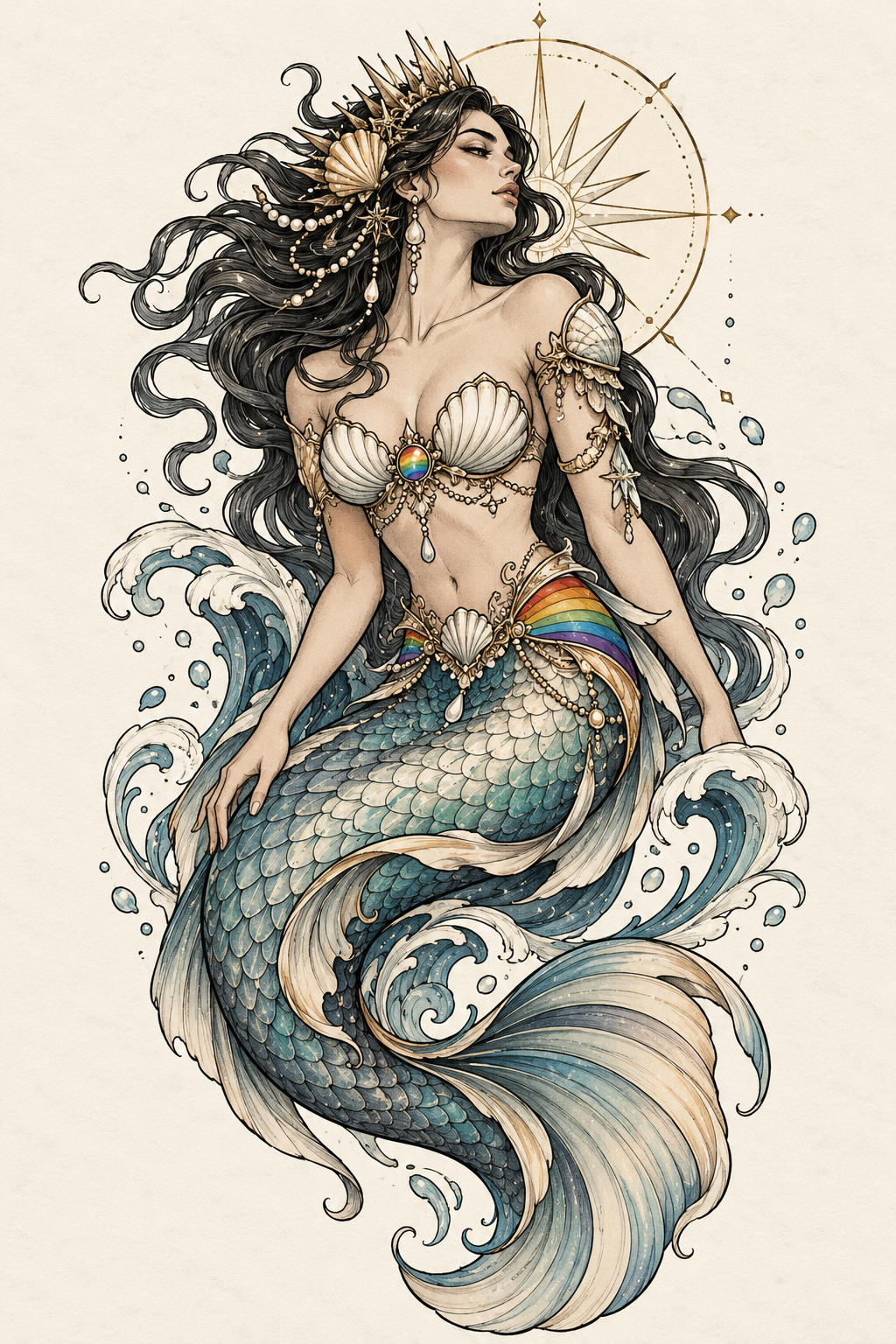 LGBT pride tattoo ideas: Pride merman tattoo design