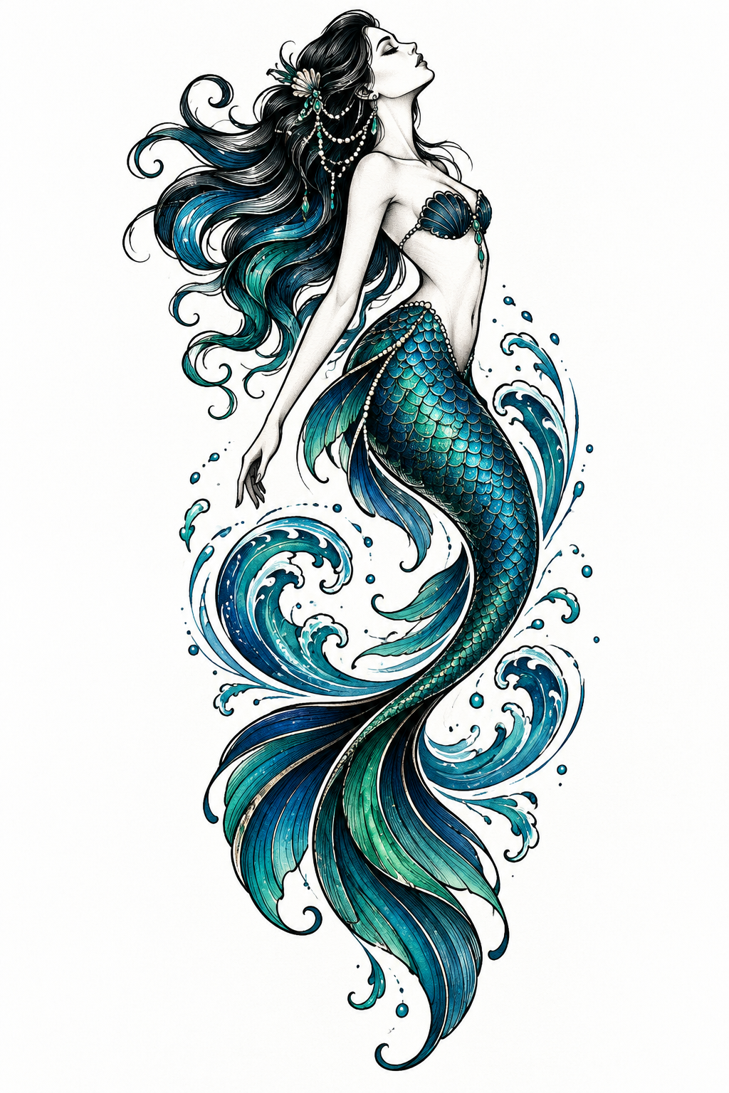 mermaid tattoo ideas for women: mermaid silhouette
