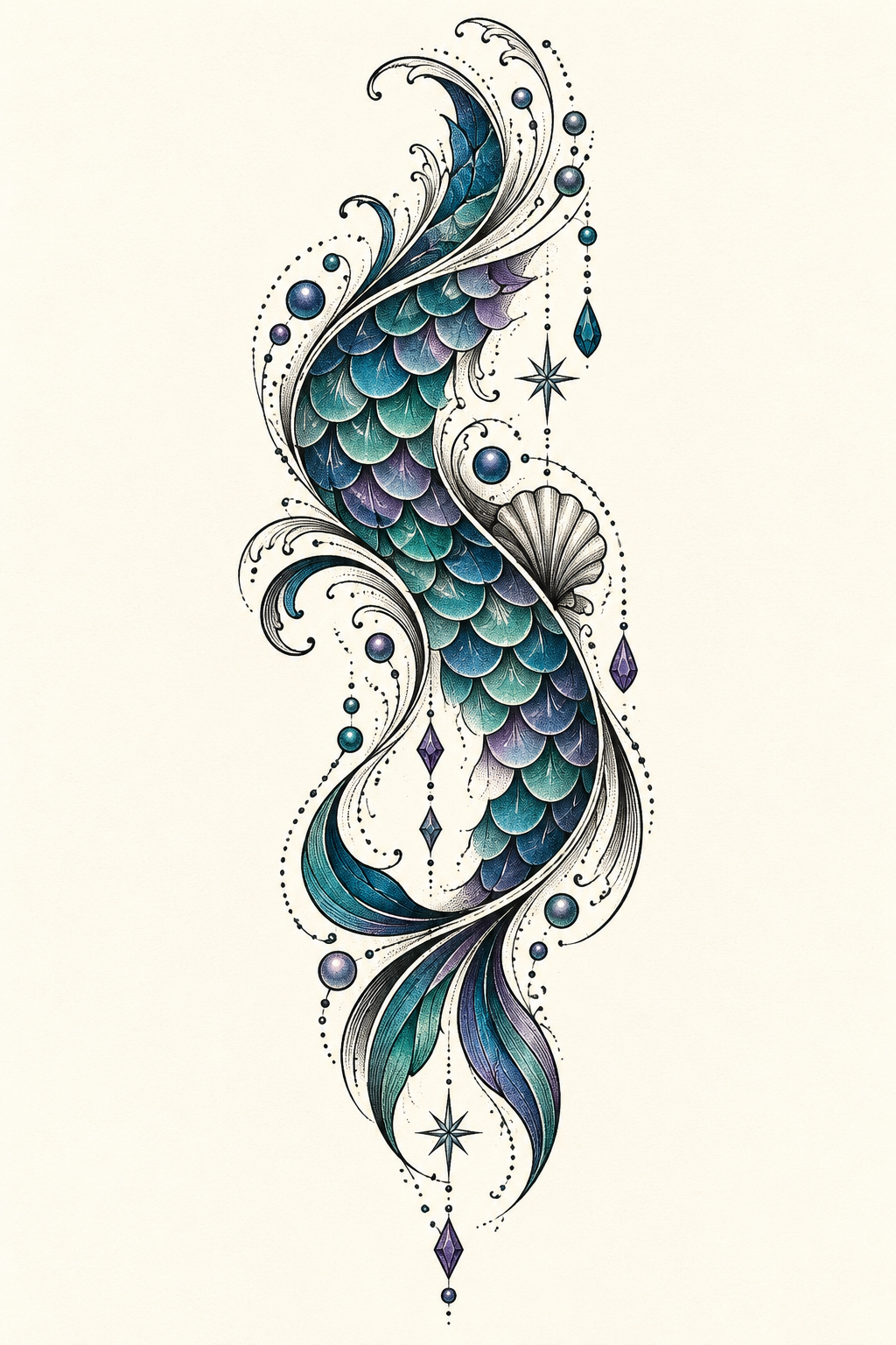 mermaid tattoo ideas for women: mermaid scales
