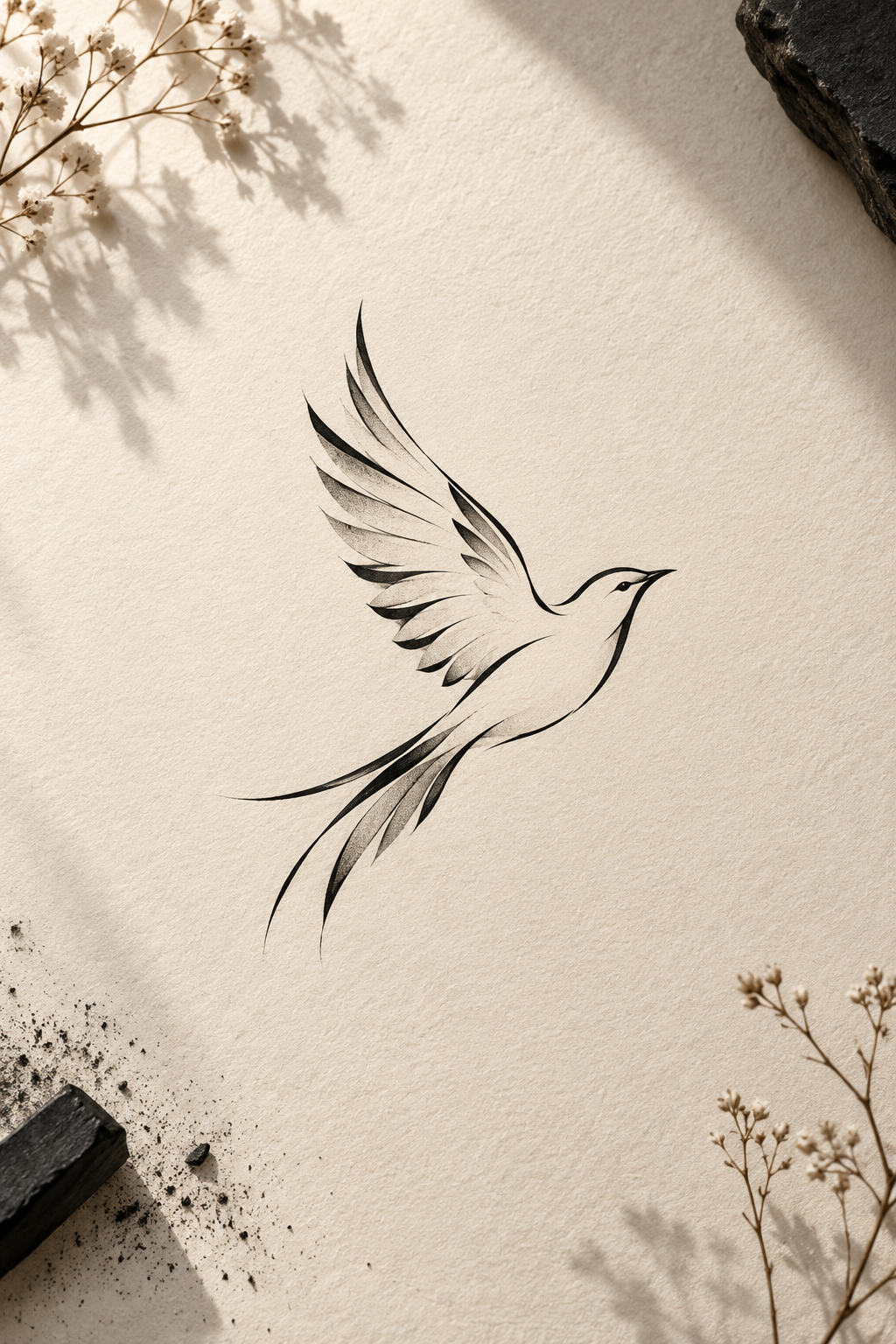 minimalist bird tattoos phoenix shoulder idea
