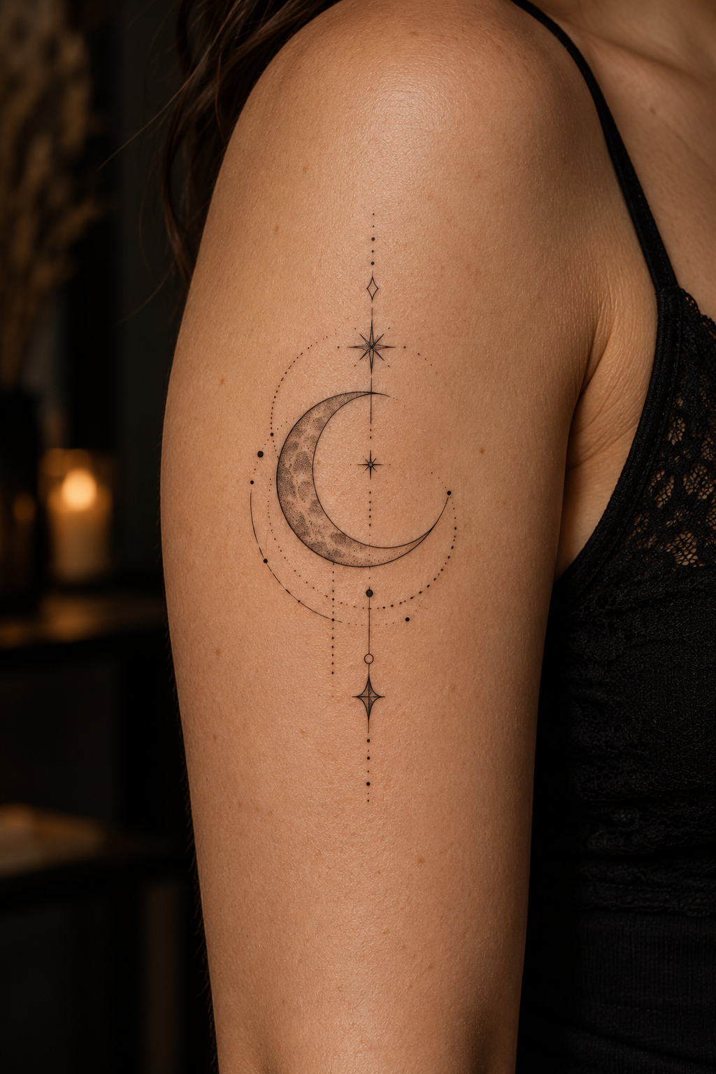 small dainty tattoo ideas: Minimal crescent moon