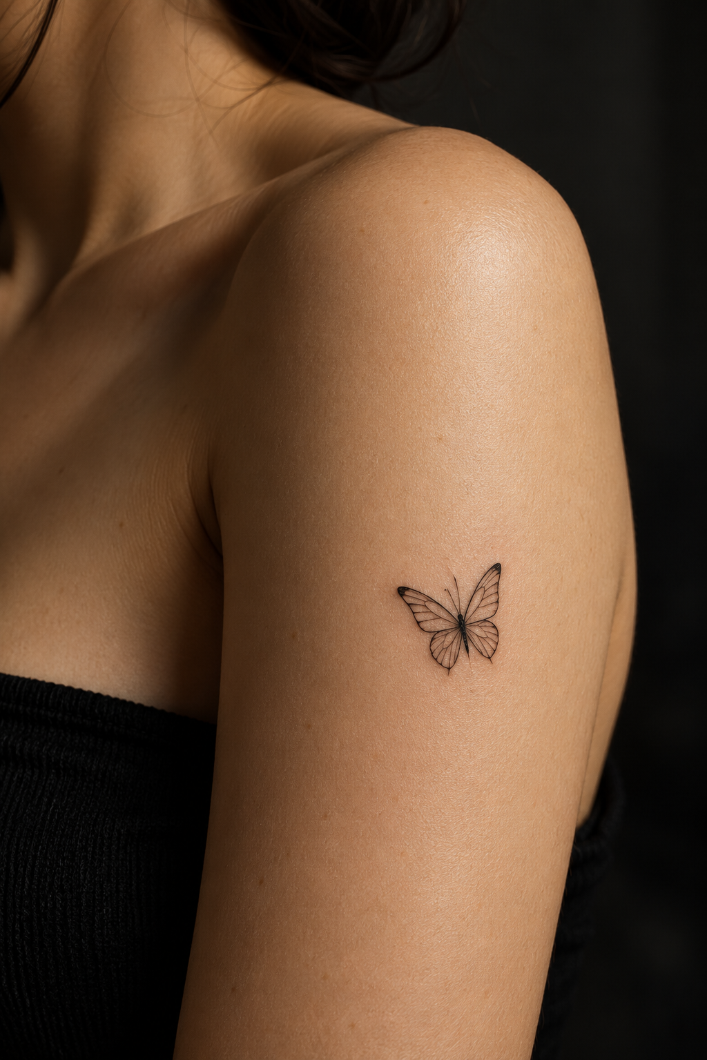 small dainty tattoo ideas: Small butterfly outline