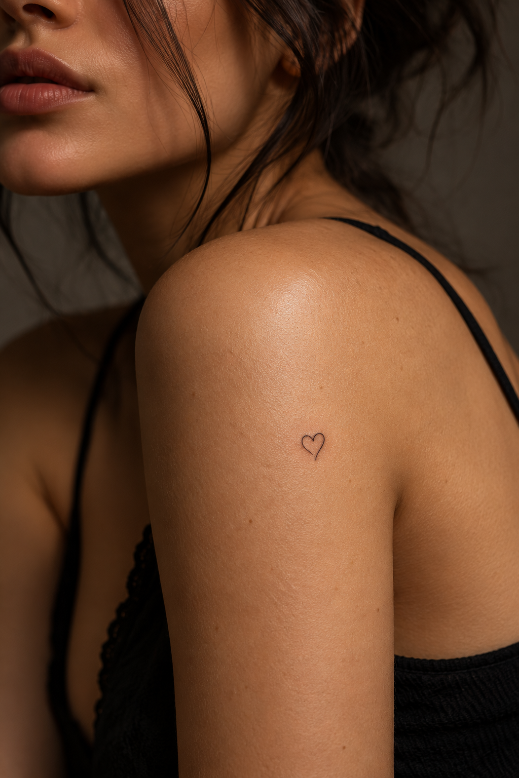 small dainty tattoo ideas: Petite heart contour