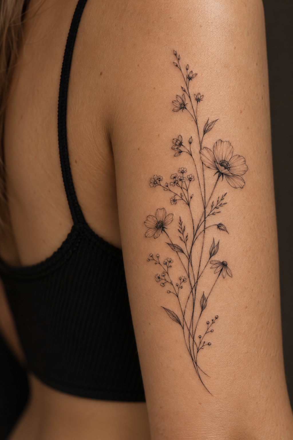 small dainty tattoo ideas: Dainty wildflower