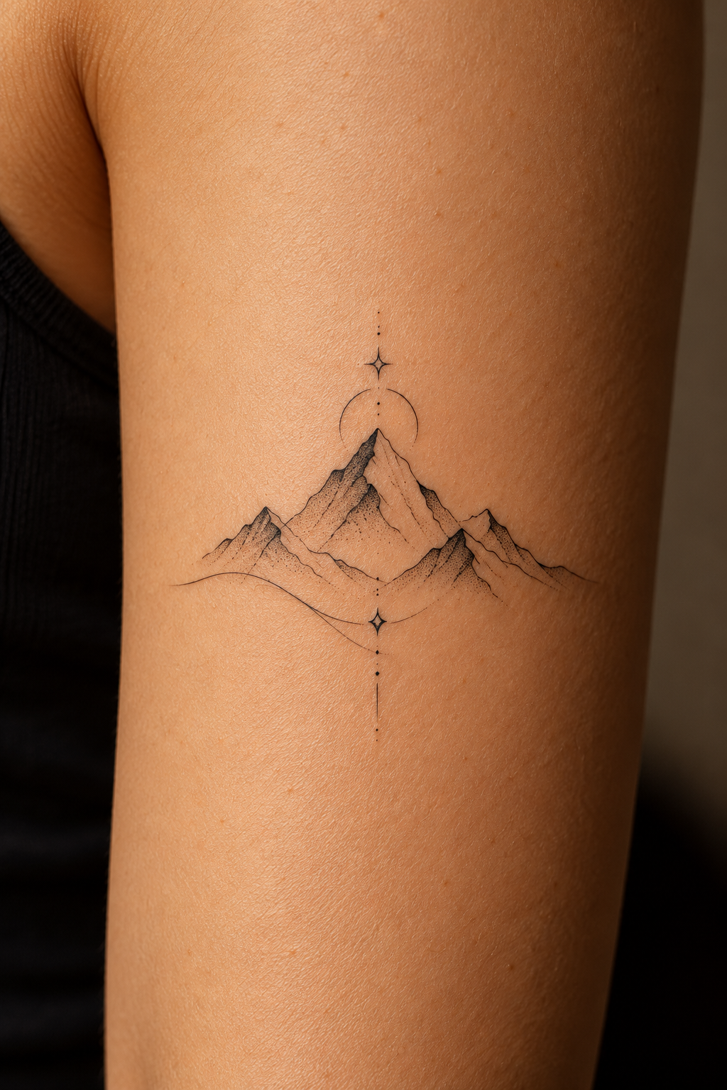 small dainty tattoo ideas: Little mountain line