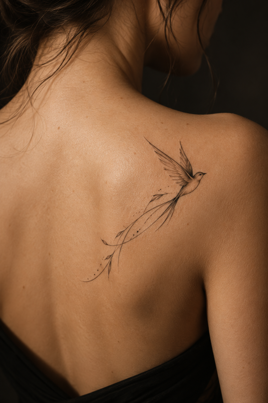 small dainty tattoo ideas: Tiny bird silhouette