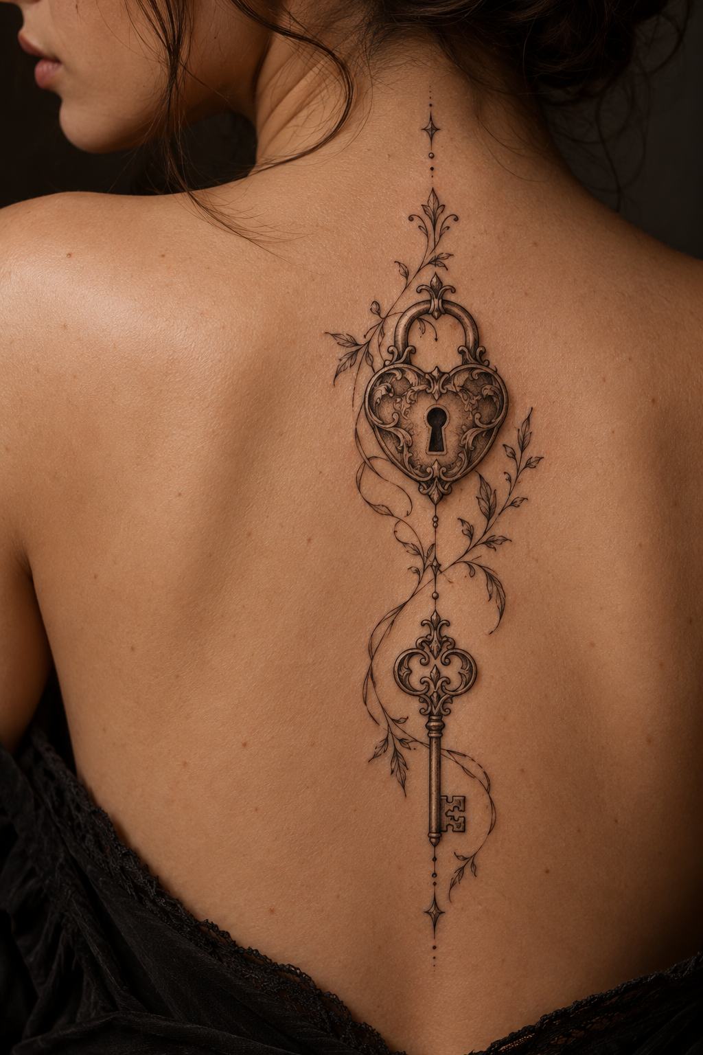 small dainty tattoo ideas: Mini lock and key