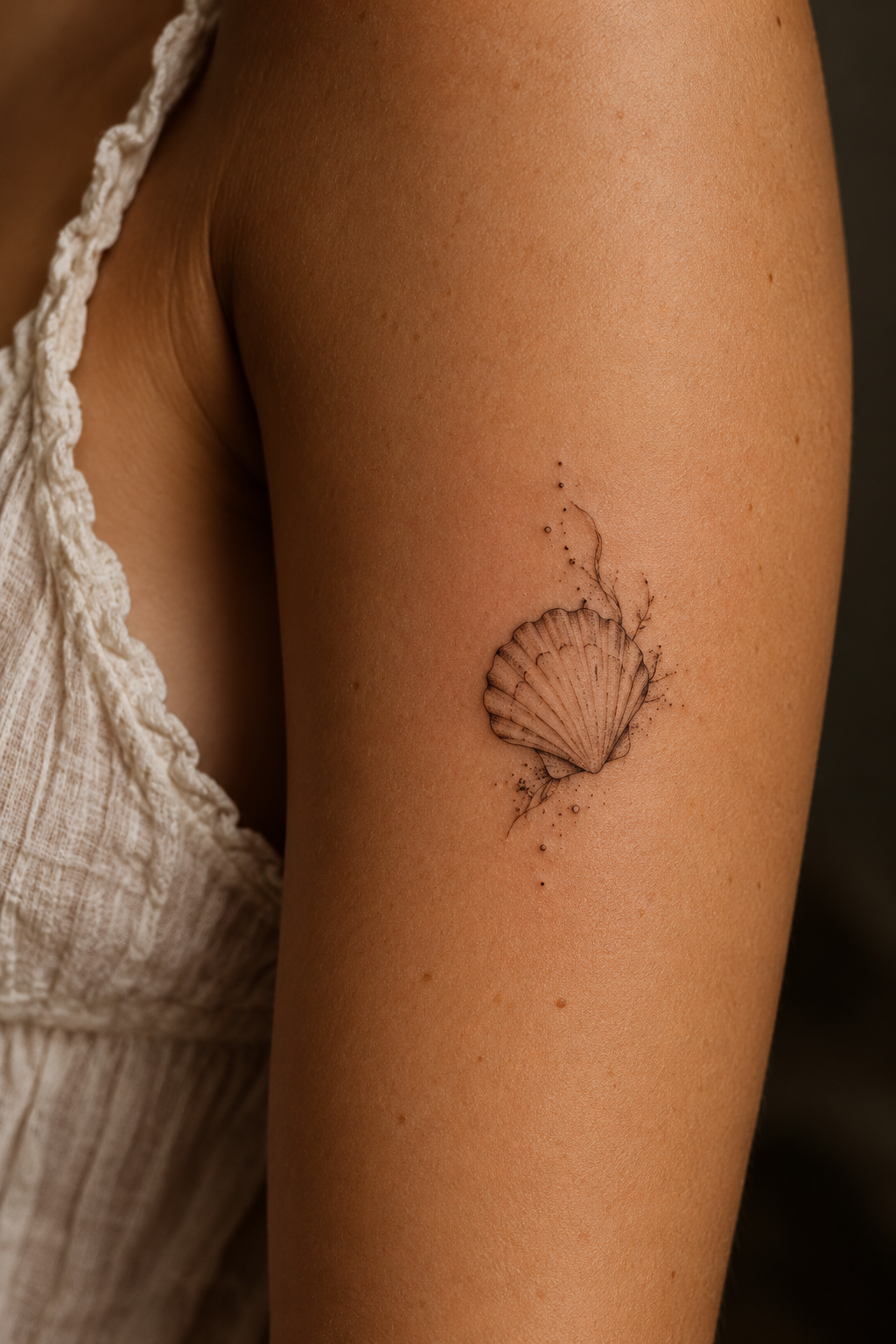 small dainty tattoo ideas: Tiny seashell