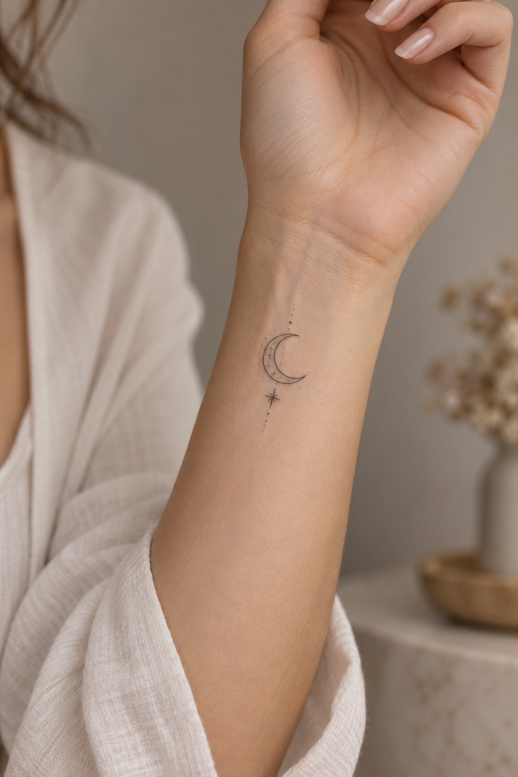 small girly tattoo ideas: small crescent moon