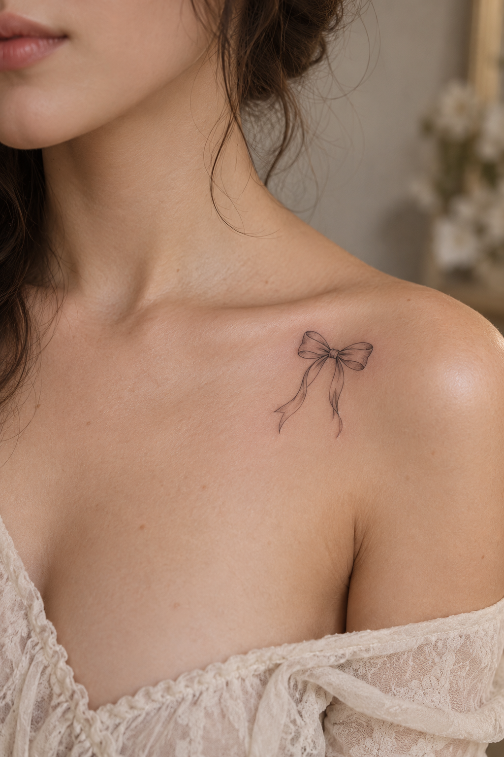 small girly tattoo ideas: delicate bow