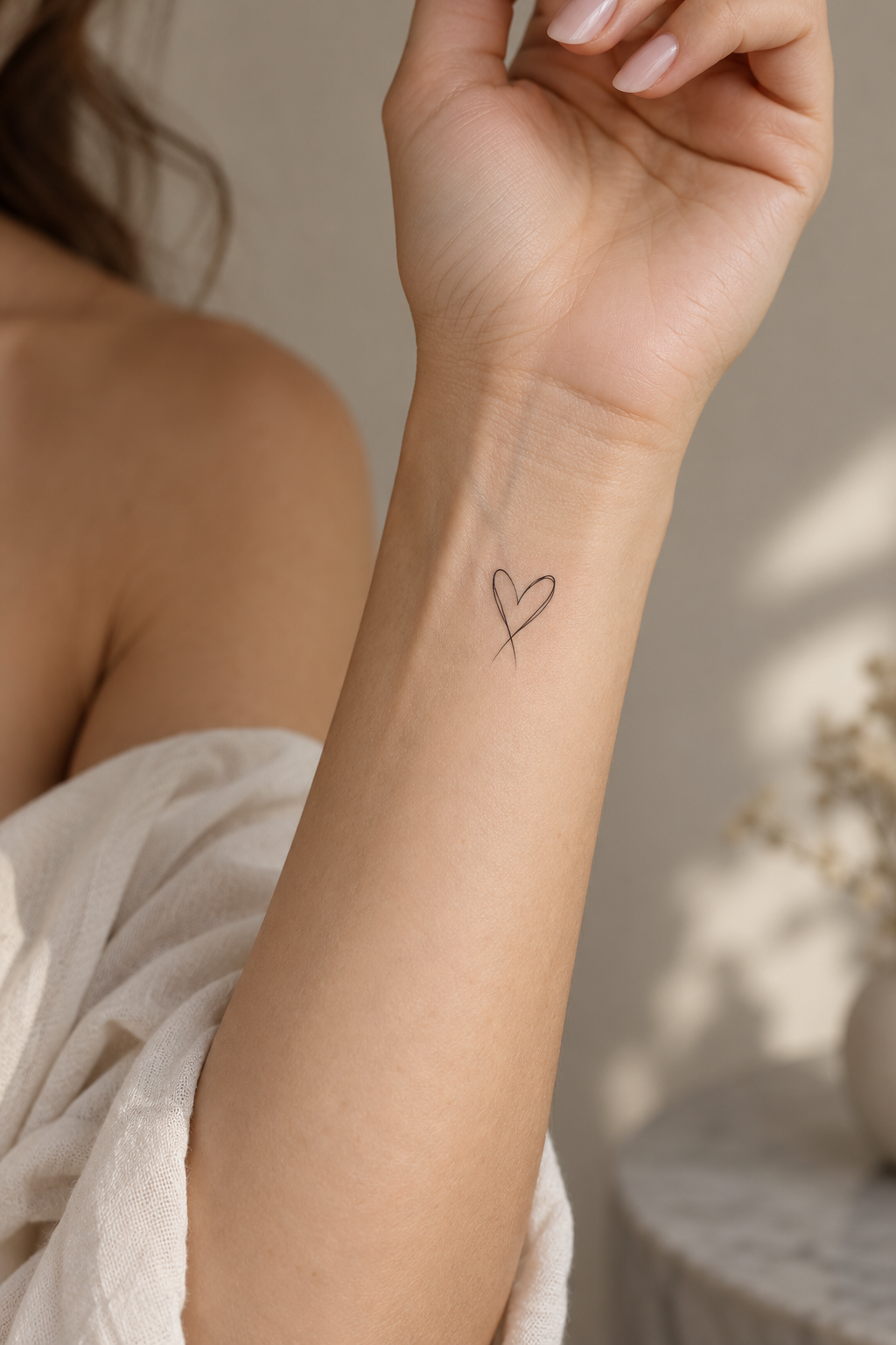 small girly tattoo ideas: fine-line heart