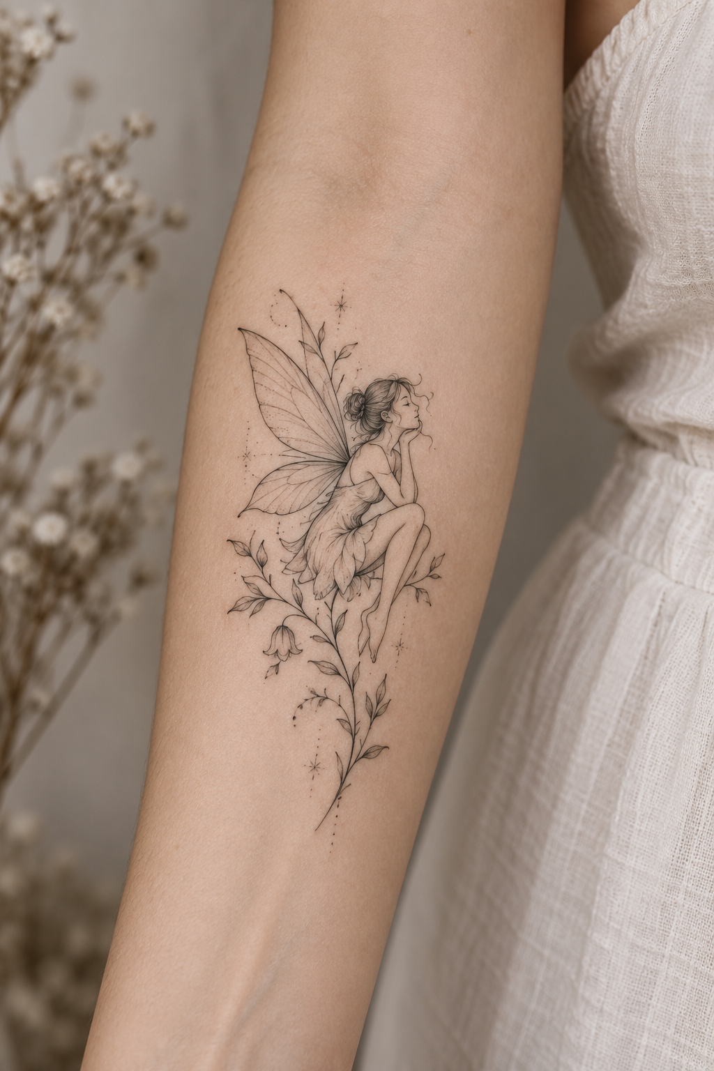small girly tattoo ideas: whimsical fairy