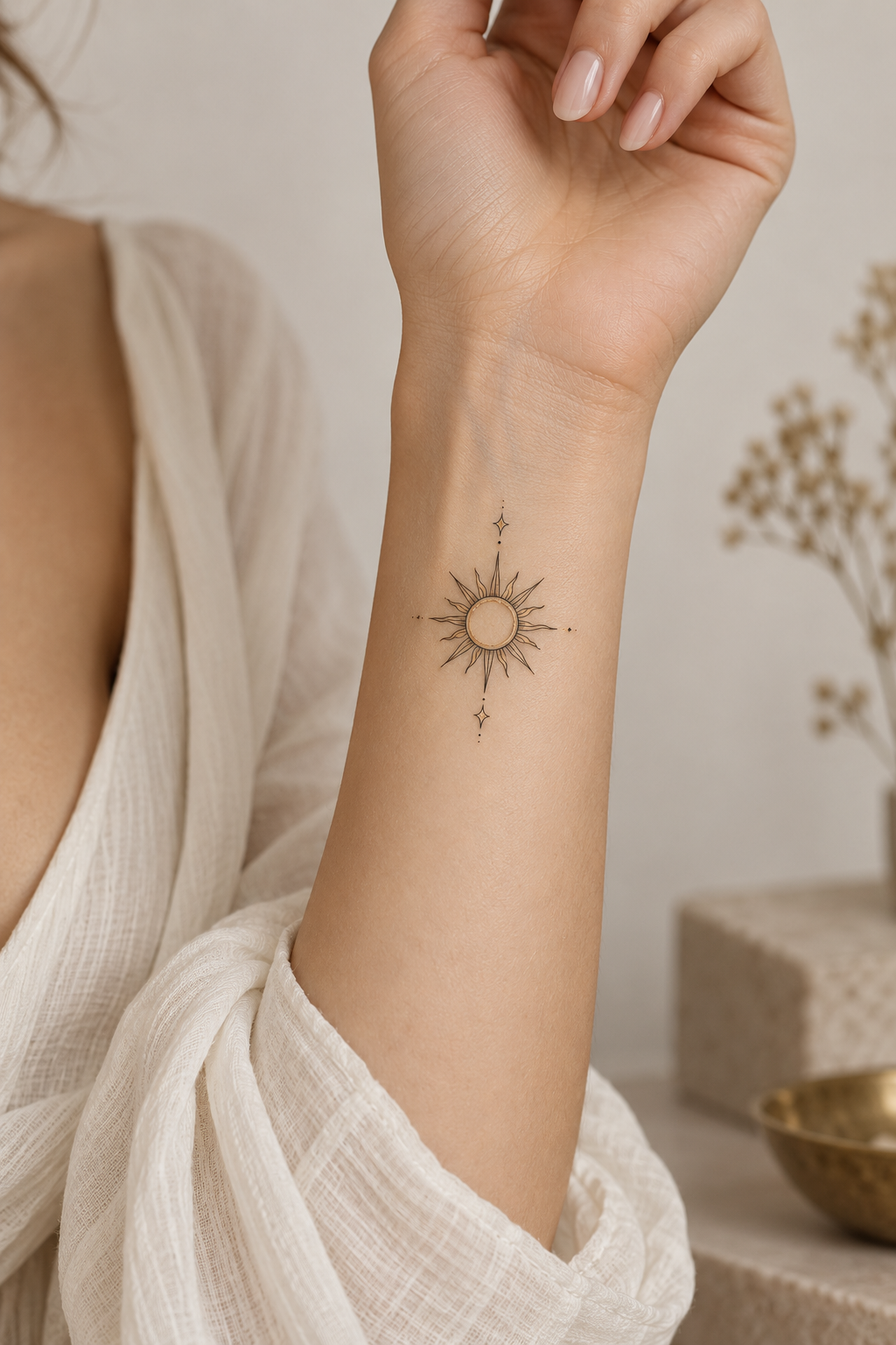 small girly tattoo ideas: miniature sun