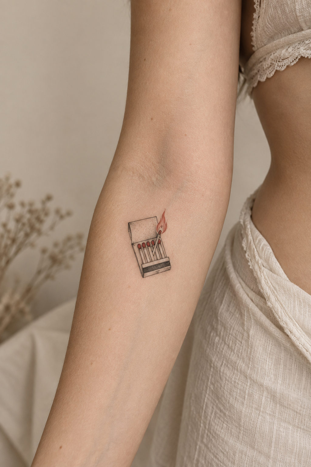 small girly tattoo ideas: tiny matchbook