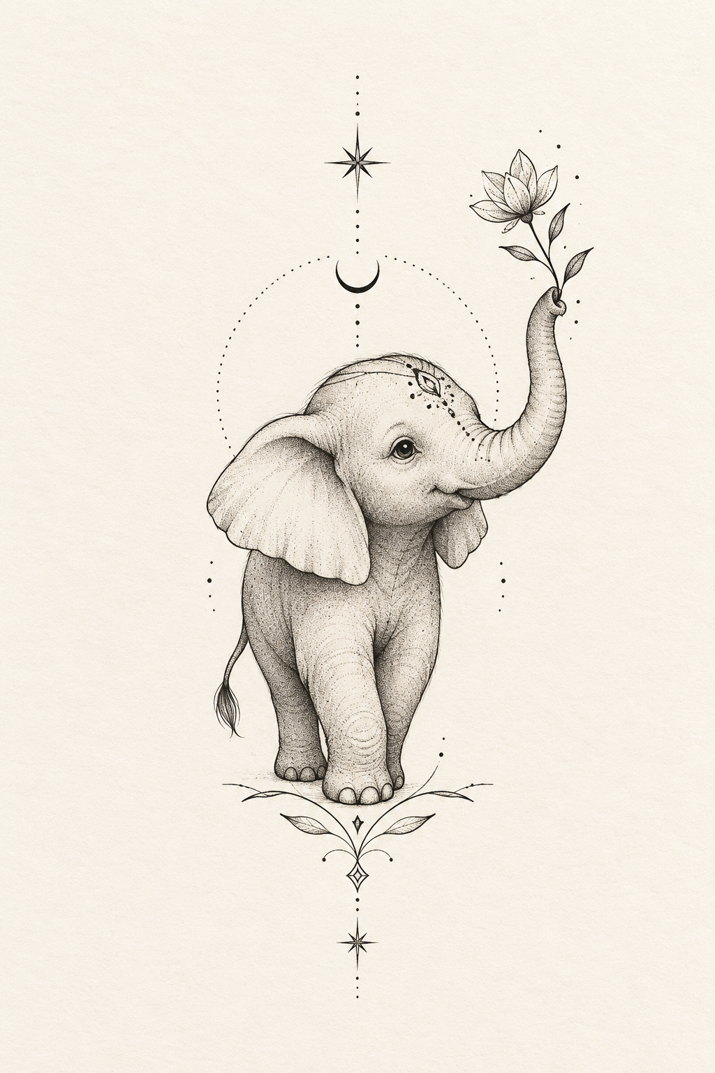 Tiny Elephant small girly tattoo idea