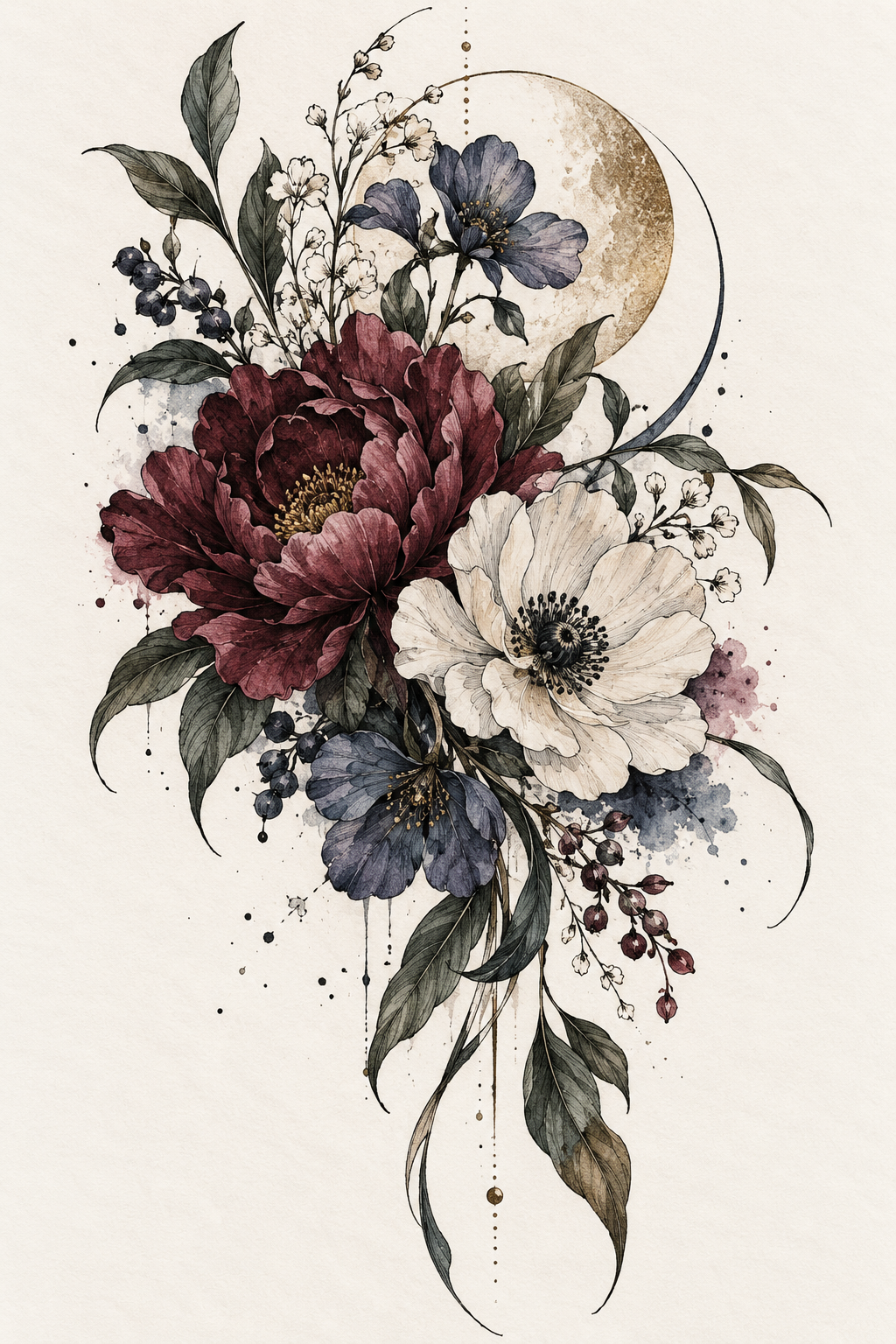 Watercolor Flowers small girly tattoo idea