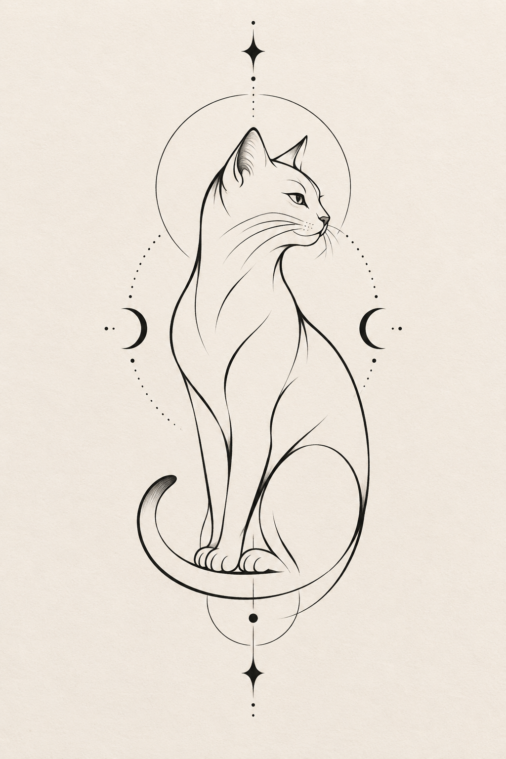 Minimalist Cat small girly tattoo idea