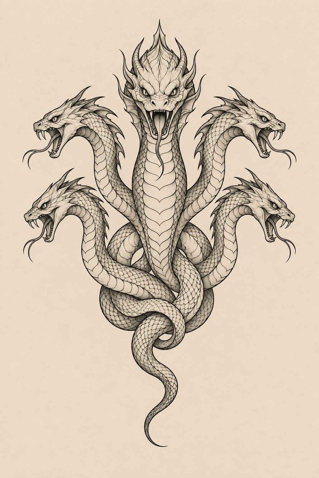 small Greek mythology tattoos: The Hydra’s Head