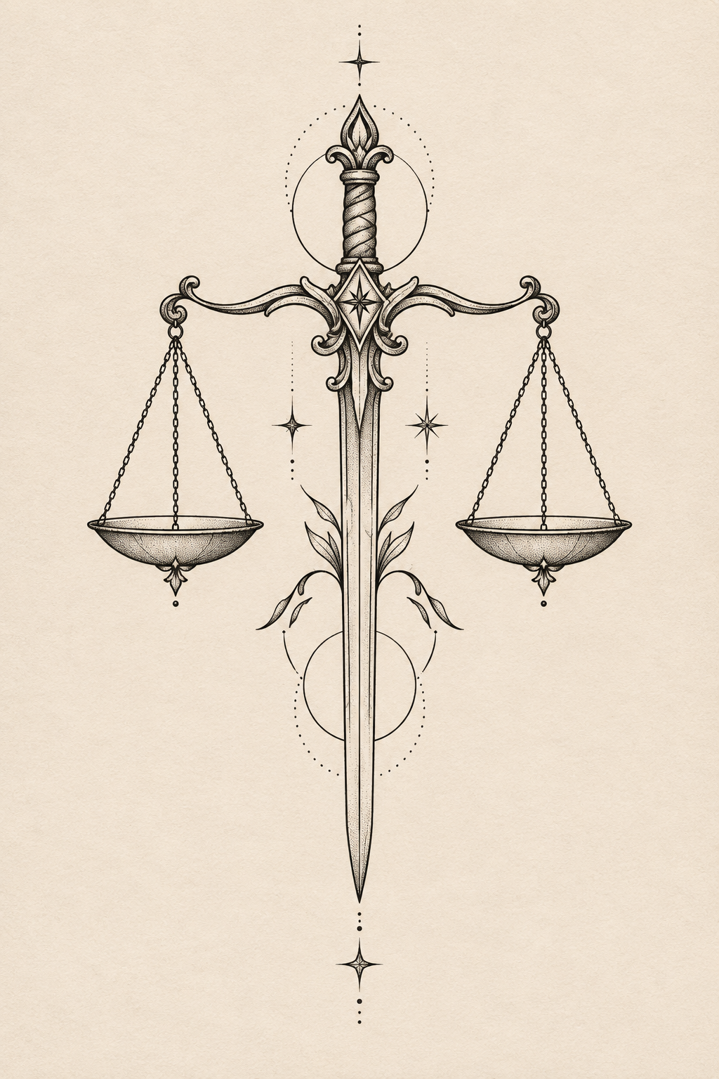 small Greek mythology tattoos: The Scales of Justice