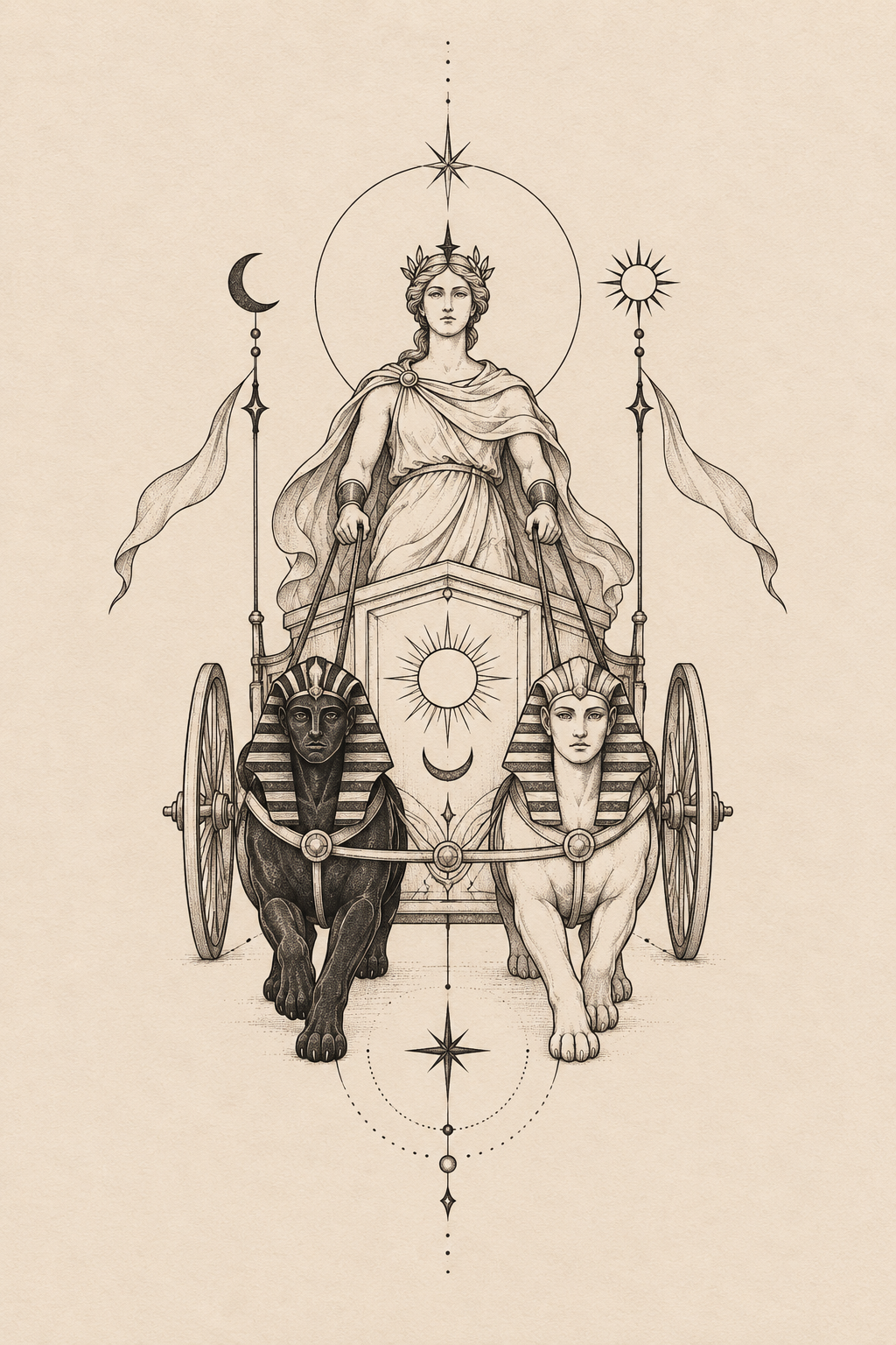 small Greek mythology tattoos: The Chariot