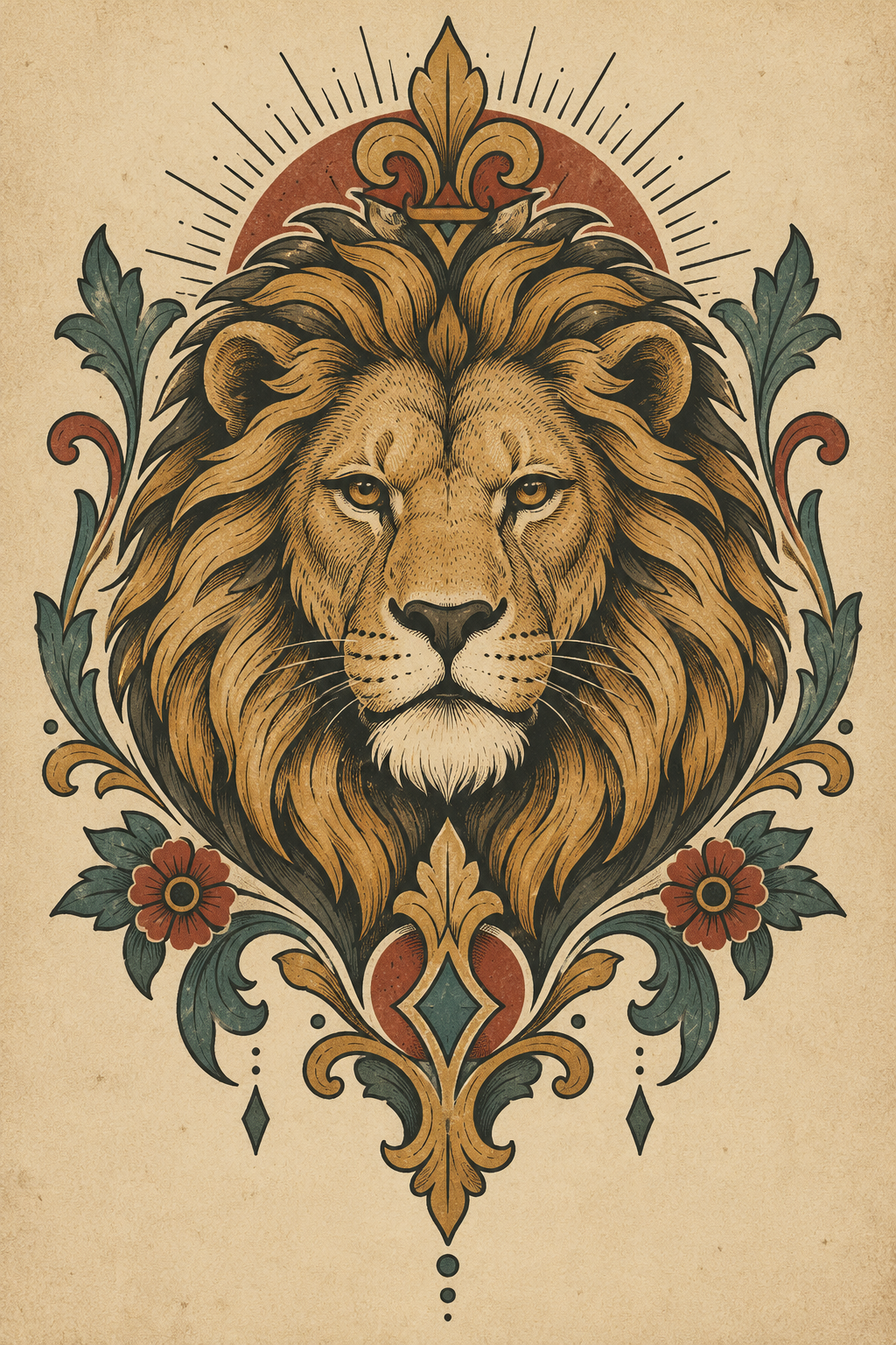 vintage tattoo designs: Vintage Lion