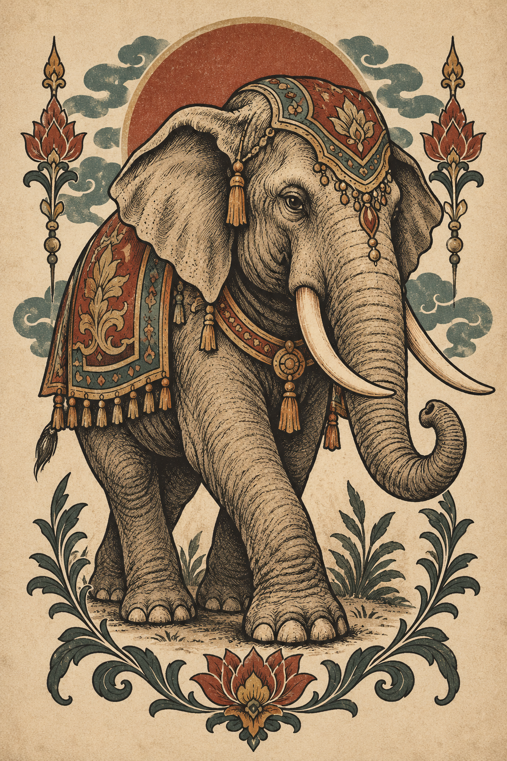 Vintage Elephant vintage tattoo design