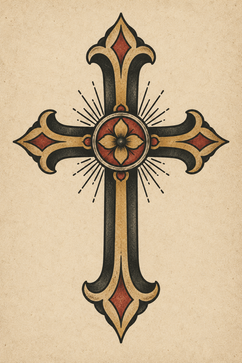 Vintage Cross vintage tattoo design