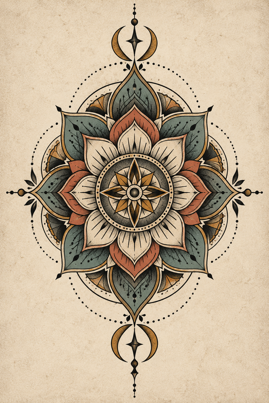Mandala vintage tattoo design