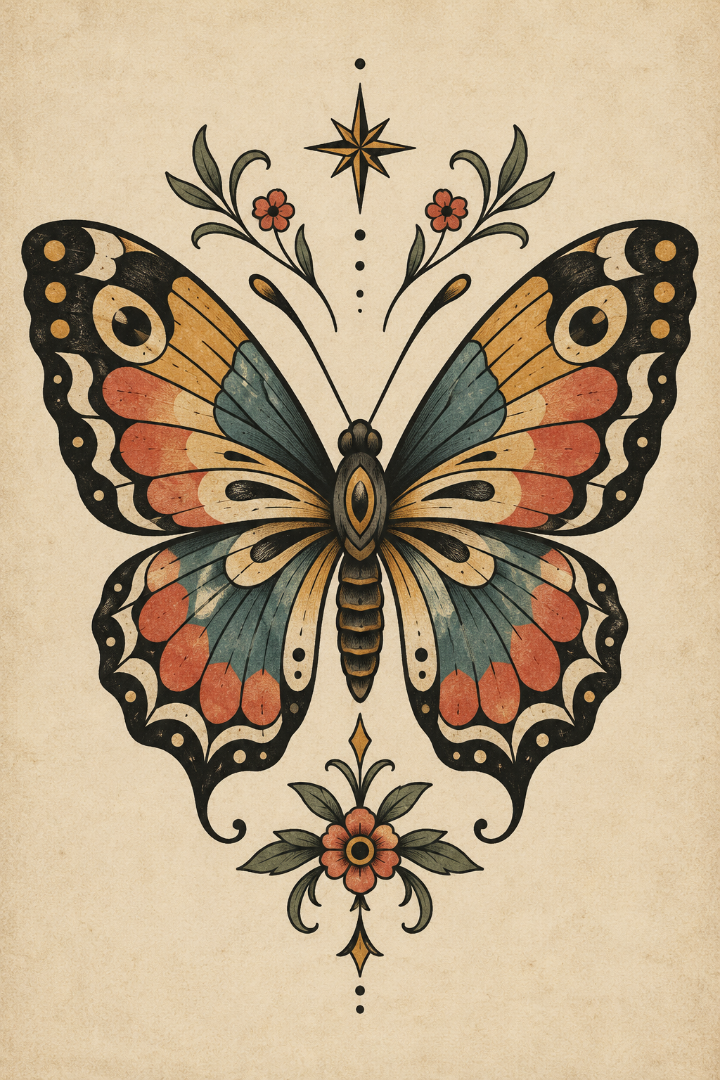 Vintage Butterfly vintage tattoo design