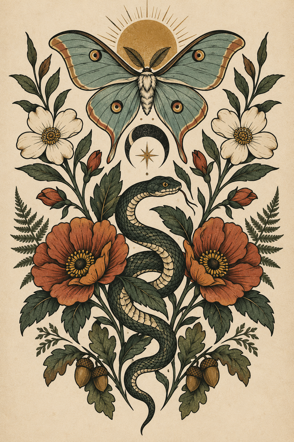 Nature vintage tattoo design