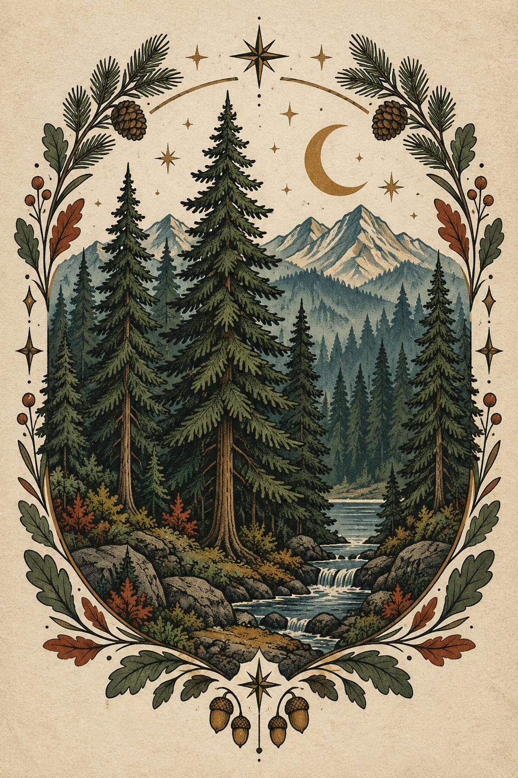 Forest vintage tattoo design