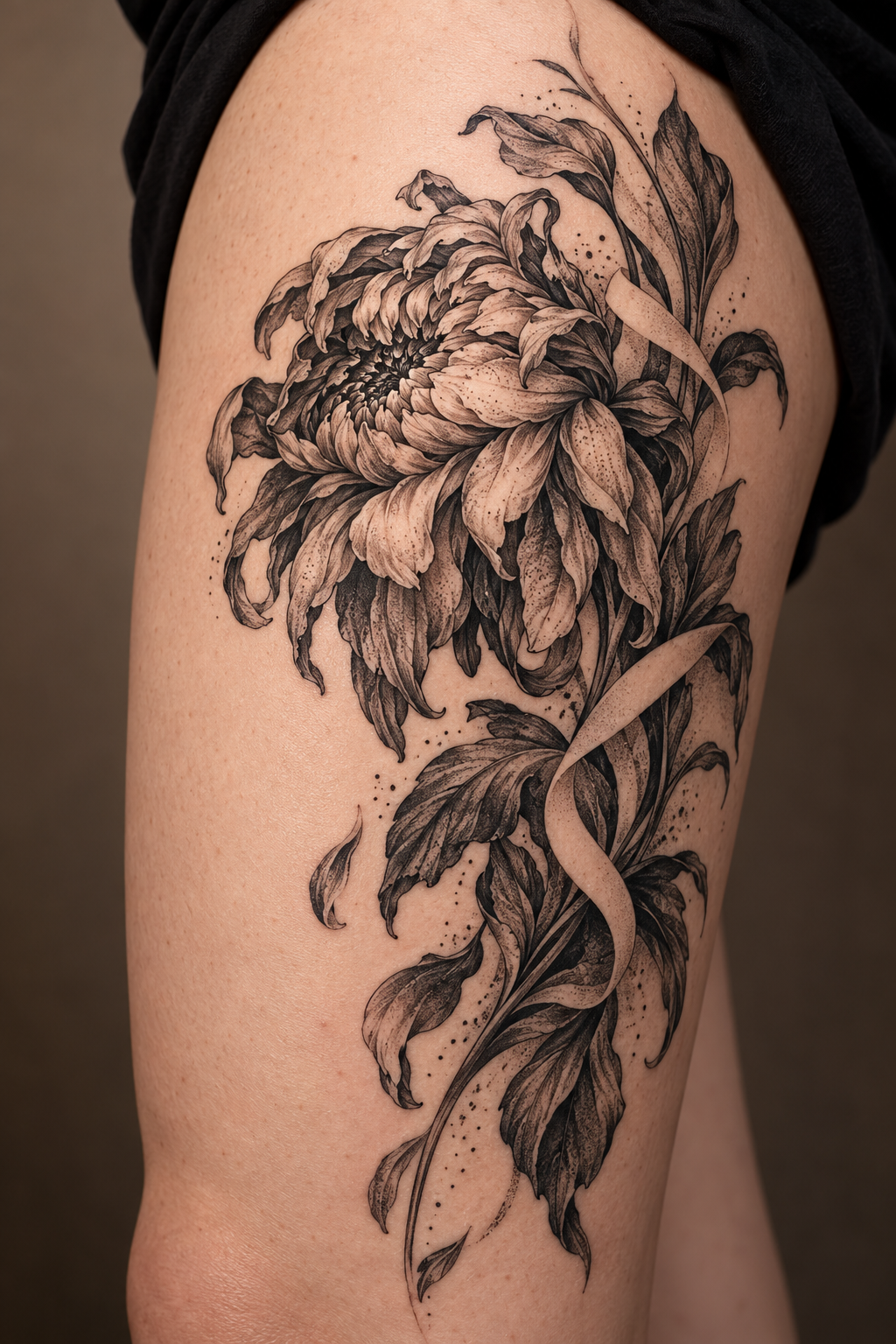 Memorial Flower black and gray flower tattoo idea