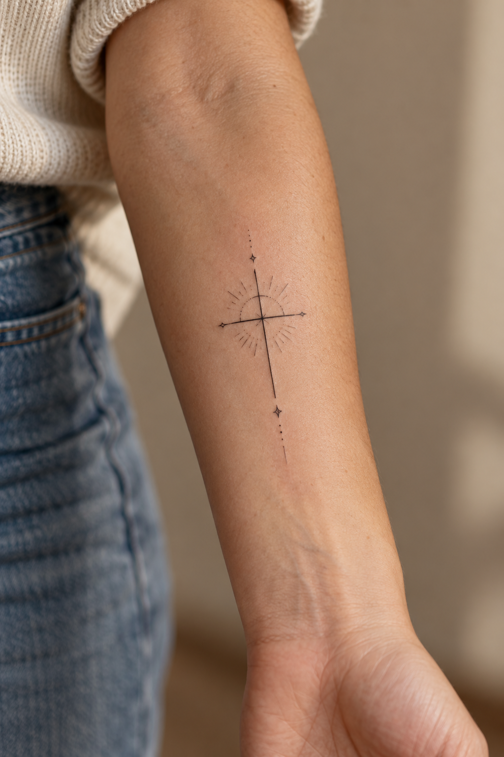 small cross with faith on the inner forearm small biblical tattoos cross idea