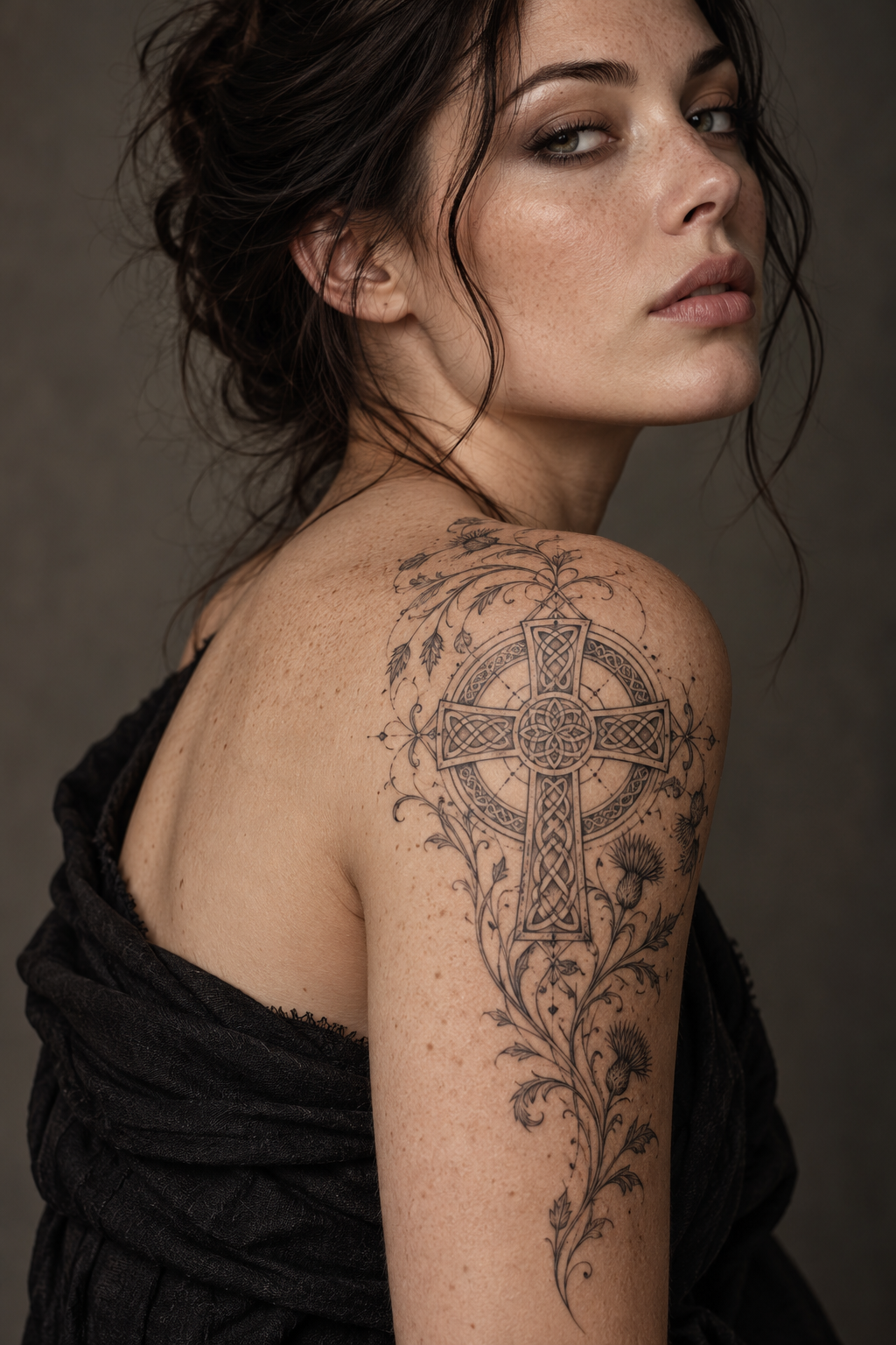 celtic cross on the shoulder small biblical tattoos cross idea