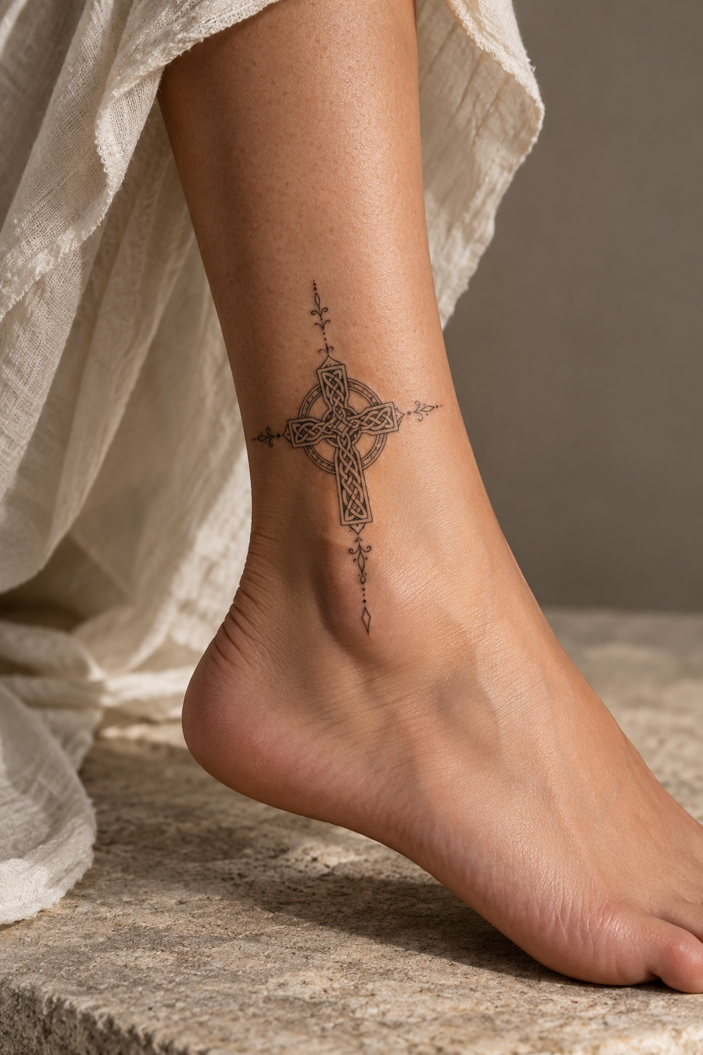 celtic cross on the ankle small biblical tattoos cross idea