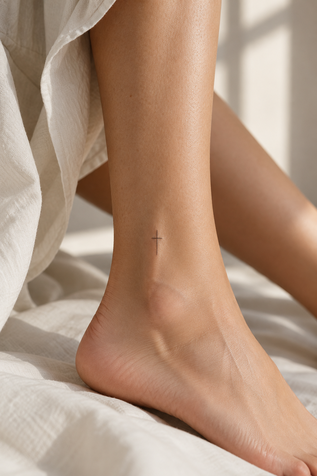 small cross on the ankle small biblical tattoos cross idea