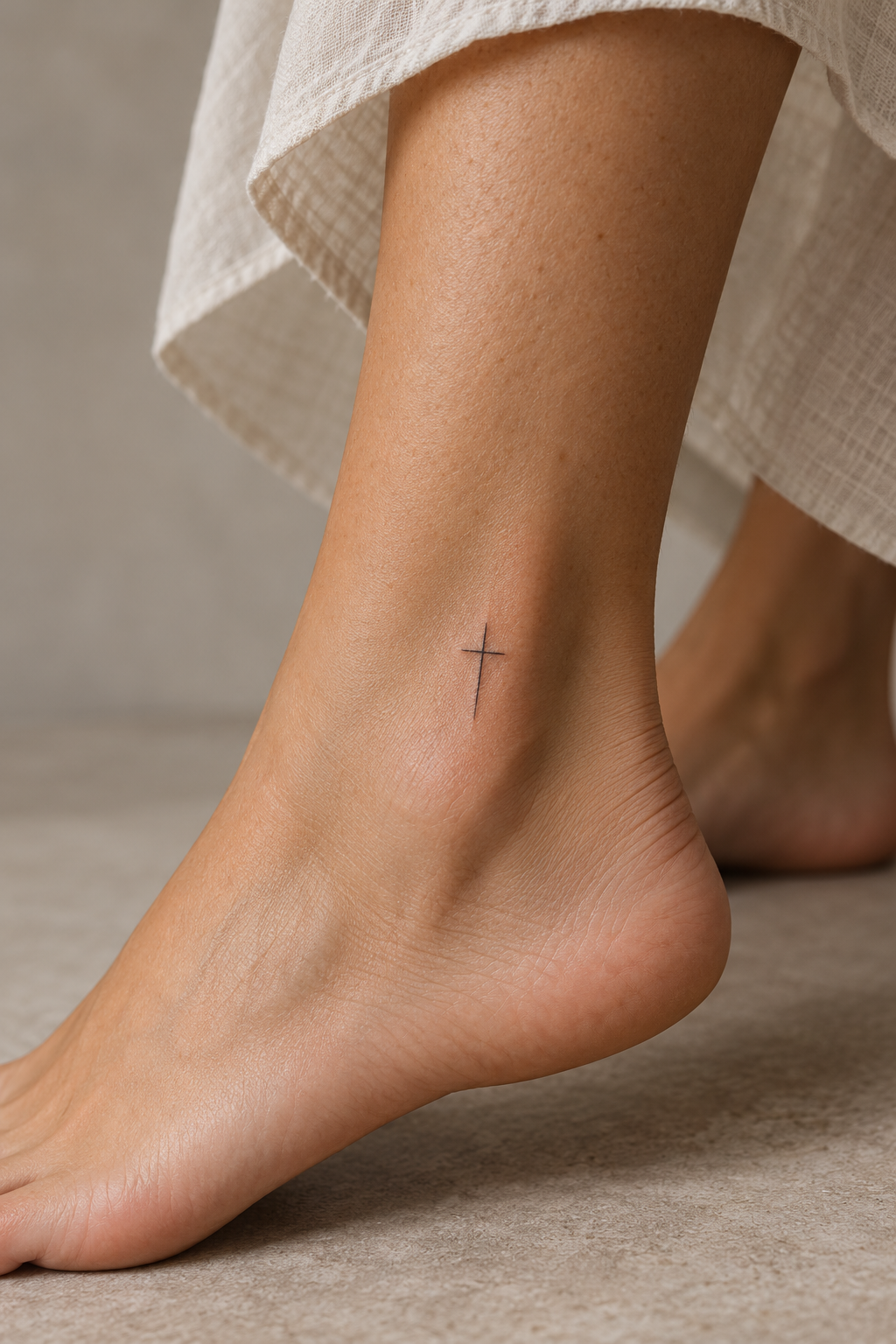 small cross on the ankle small biblical tattoos cross idea