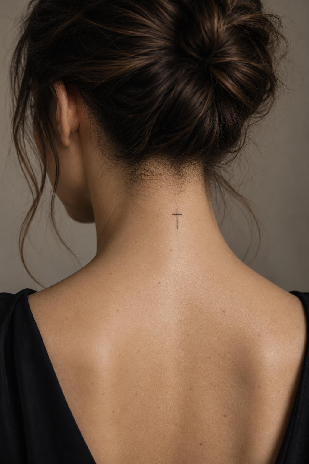 small cross tattoo at the nape small biblical tattoos cross idea