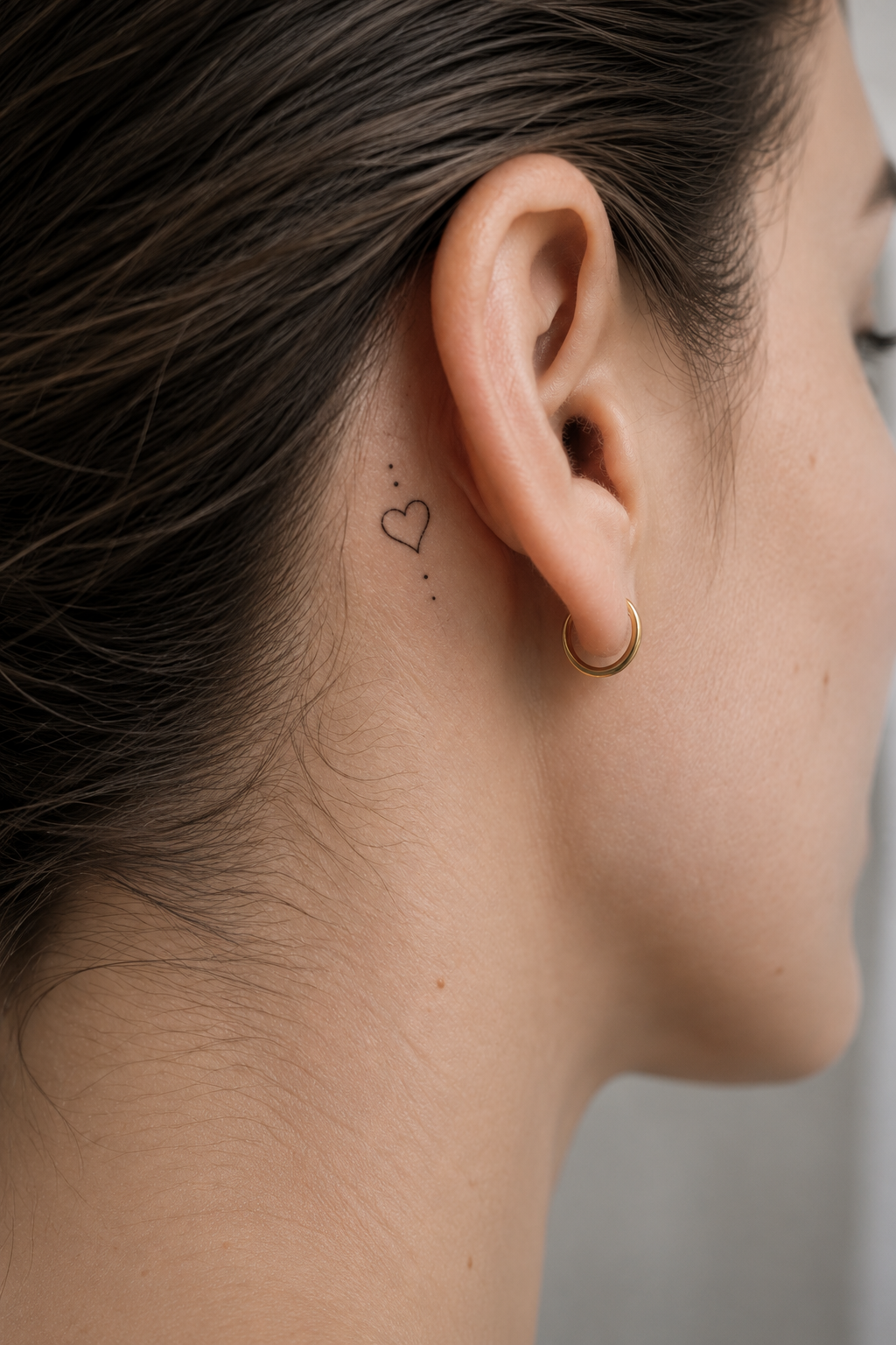 behind the ear tattoo ideas for women: minimal heart symbol