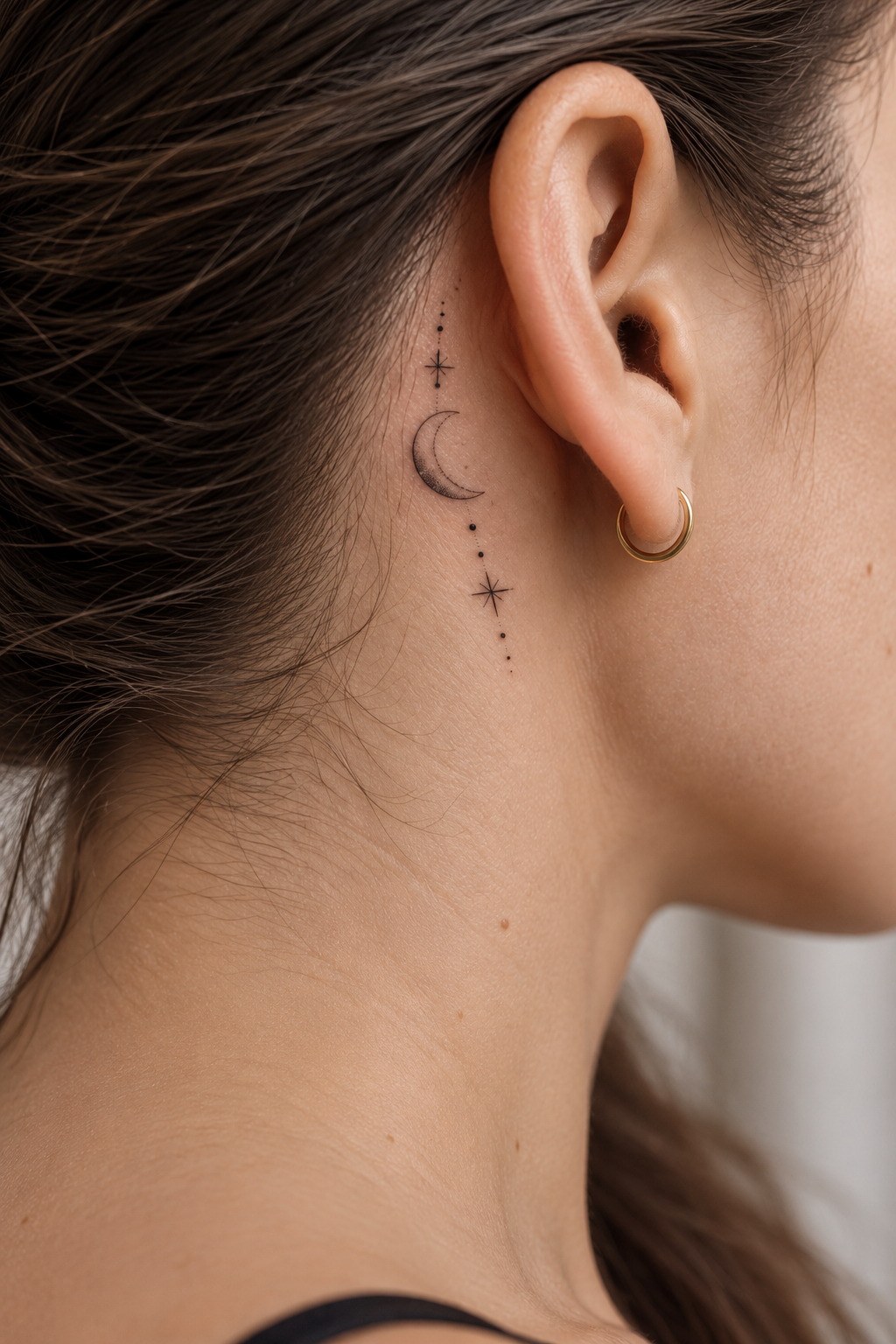 behind the ear tattoo ideas for women: coordinate tattoo