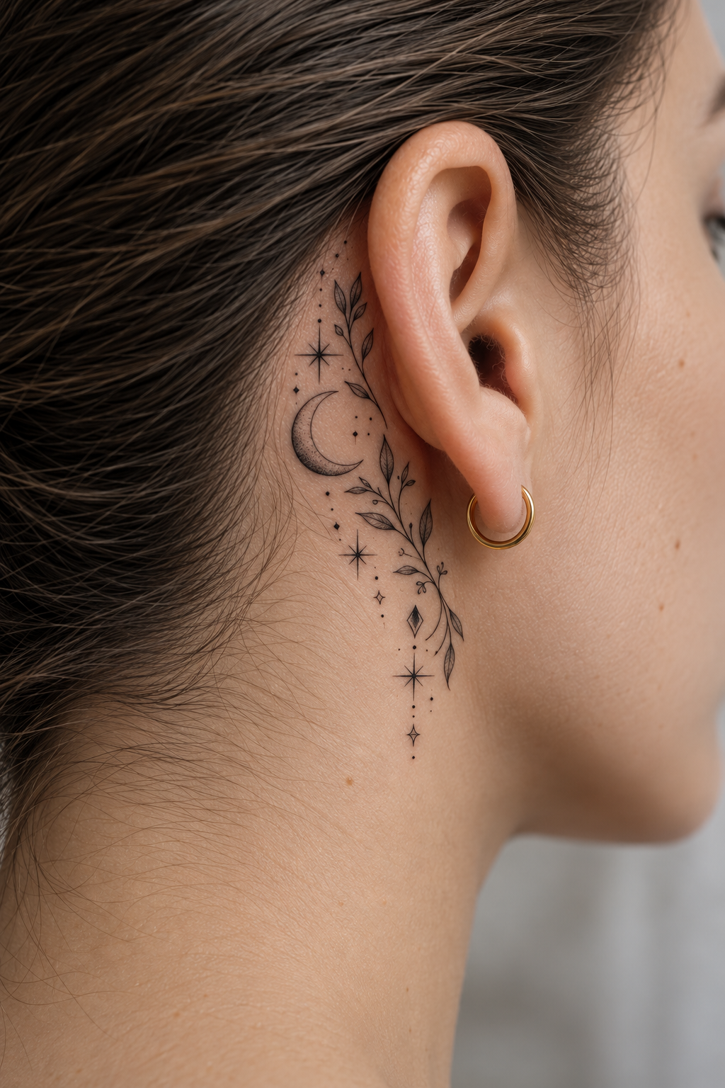behind the ear tattoo ideas for women editorial cover with elegant discreet motifs